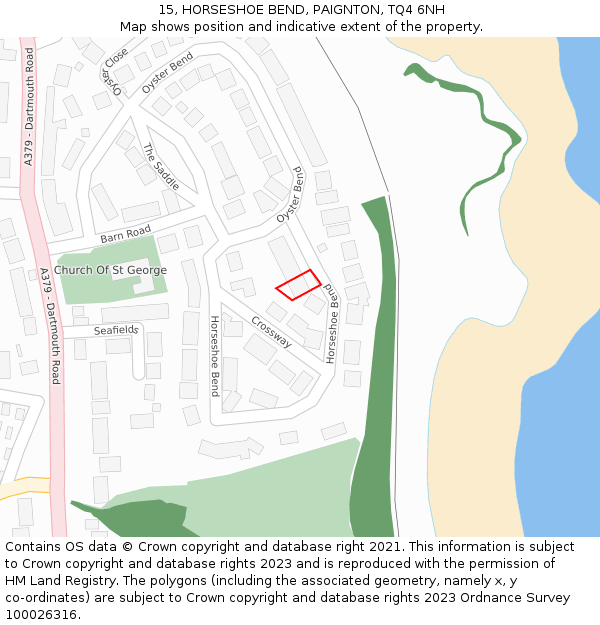 15, HORSESHOE BEND, PAIGNTON, TQ4 6NH: Location map and indicative extent of plot