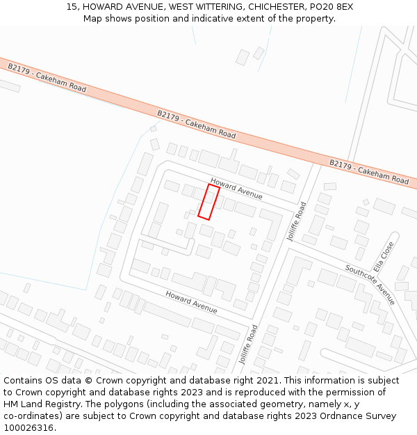 15, HOWARD AVENUE, WEST WITTERING, CHICHESTER, PO20 8EX: Location map and indicative extent of plot