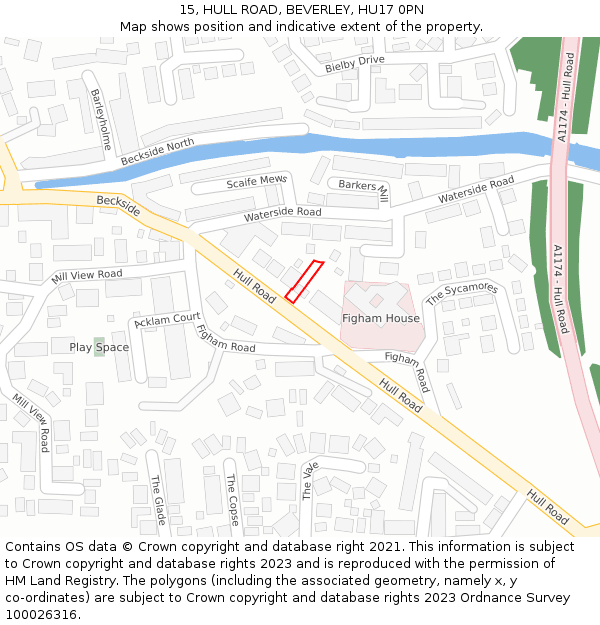 15, HULL ROAD, BEVERLEY, HU17 0PN: Location map and indicative extent of plot