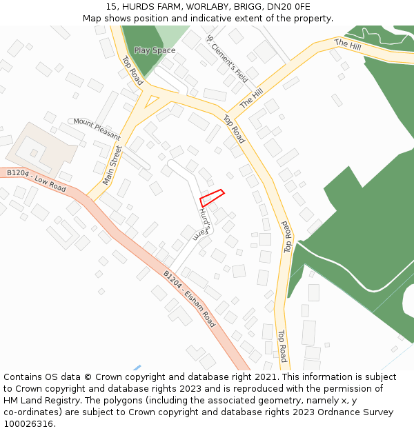 15, HURDS FARM, WORLABY, BRIGG, DN20 0FE: Location map and indicative extent of plot