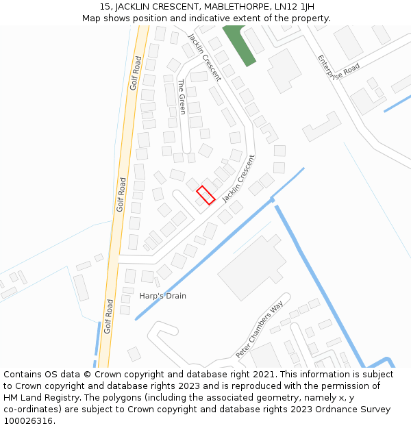 15, JACKLIN CRESCENT, MABLETHORPE, LN12 1JH: Location map and indicative extent of plot