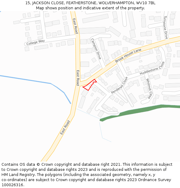 15, JACKSON CLOSE, FEATHERSTONE, WOLVERHAMPTON, WV10 7BL: Location map and indicative extent of plot