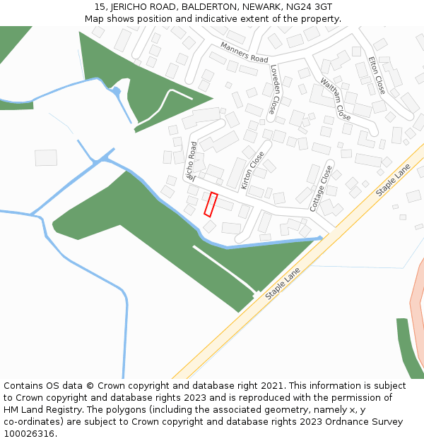 15, JERICHO ROAD, BALDERTON, NEWARK, NG24 3GT: Location map and indicative extent of plot