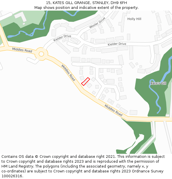 15, KATES GILL GRANGE, STANLEY, DH9 6FH: Location map and indicative extent of plot