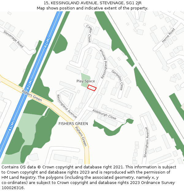 15, KESSINGLAND AVENUE, STEVENAGE, SG1 2JR: Location map and indicative extent of plot