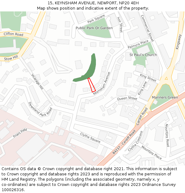 15, KEYNSHAM AVENUE, NEWPORT, NP20 4EH: Location map and indicative extent of plot