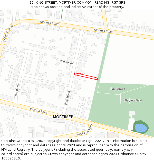 15, KING STREET, MORTIMER COMMON, READING, RG7 3RS: Location map and indicative extent of plot