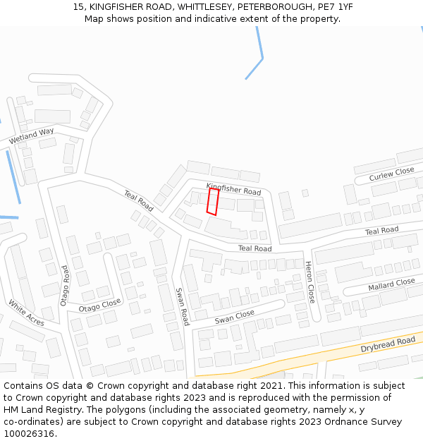 15, KINGFISHER ROAD, WHITTLESEY, PETERBOROUGH, PE7 1YF: Location map and indicative extent of plot