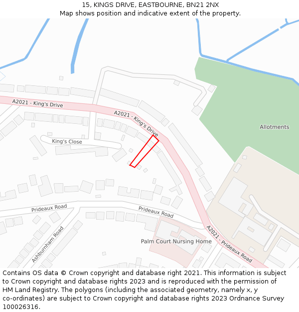 15, KINGS DRIVE, EASTBOURNE, BN21 2NX: Location map and indicative extent of plot