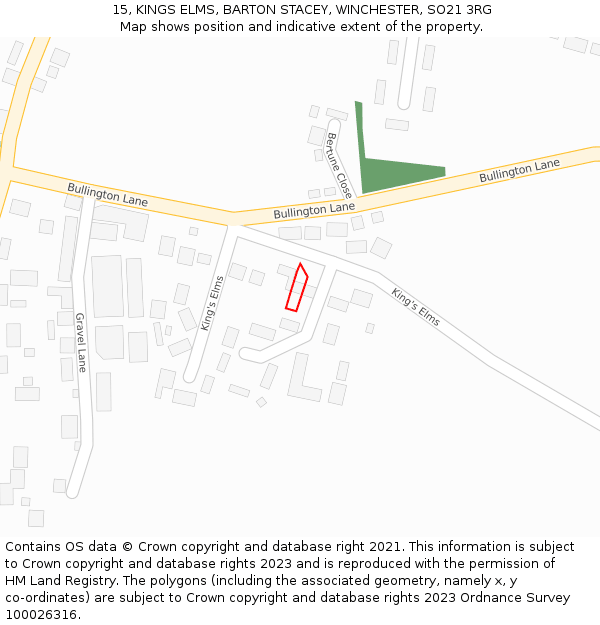 15, KINGS ELMS, BARTON STACEY, WINCHESTER, SO21 3RG: Location map and indicative extent of plot