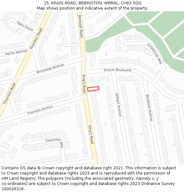 15, KINGS ROAD, BEBINGTON, WIRRAL, CH63 5QQ: Location map and indicative extent of plot