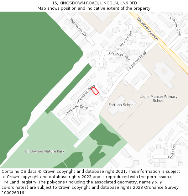 15, KINGSDOWN ROAD, LINCOLN, LN6 0FB: Location map and indicative extent of plot