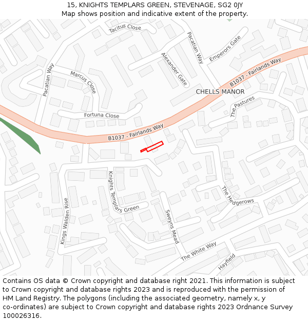 15, KNIGHTS TEMPLARS GREEN, STEVENAGE, SG2 0JY: Location map and indicative extent of plot