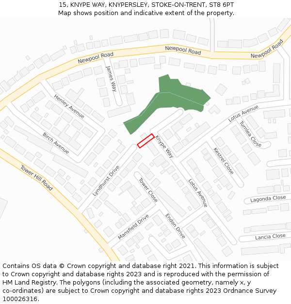 15, KNYPE WAY, KNYPERSLEY, STOKE-ON-TRENT, ST8 6PT: Location map and indicative extent of plot