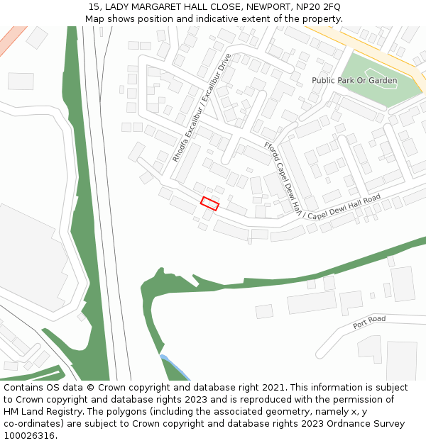 15, LADY MARGARET HALL CLOSE, NEWPORT, NP20 2FQ: Location map and indicative extent of plot