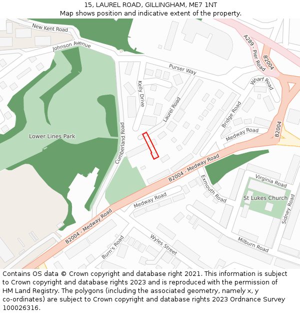 15, LAUREL ROAD, GILLINGHAM, ME7 1NT: Location map and indicative extent of plot