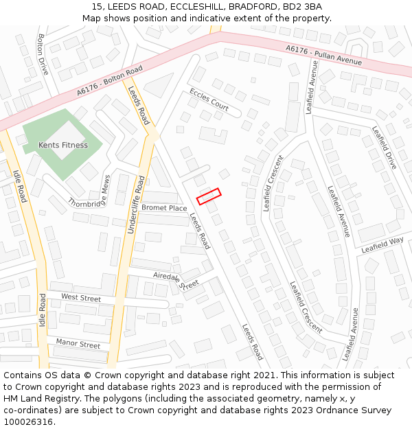 15, LEEDS ROAD, ECCLESHILL, BRADFORD, BD2 3BA: Location map and indicative extent of plot