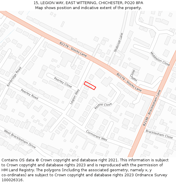 15, LEGION WAY, EAST WITTERING, CHICHESTER, PO20 8PA: Location map and indicative extent of plot