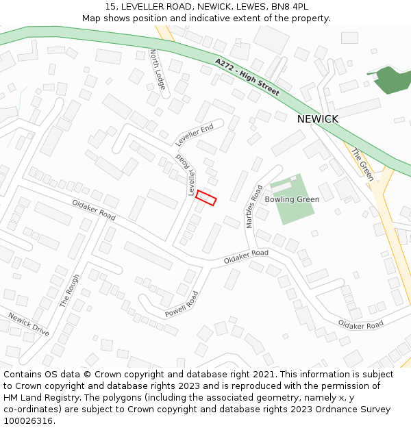 15, LEVELLER ROAD, NEWICK, LEWES, BN8 4PL: Location map and indicative extent of plot