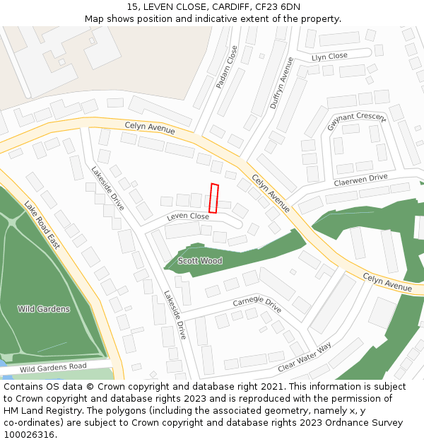 15, LEVEN CLOSE, CARDIFF, CF23 6DN: Location map and indicative extent of plot