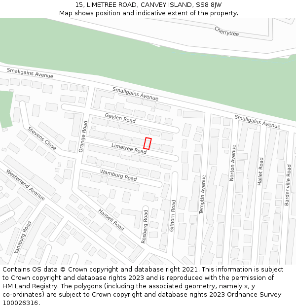 15, LIMETREE ROAD, CANVEY ISLAND, SS8 8JW: Location map and indicative extent of plot