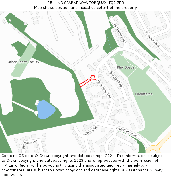 15, LINDISFARNE WAY, TORQUAY, TQ2 7BR: Location map and indicative extent of plot