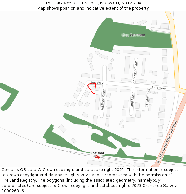 15, LING WAY, COLTISHALL, NORWICH, NR12 7HX: Location map and indicative extent of plot