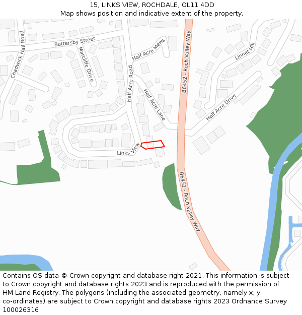 15, LINKS VIEW, ROCHDALE, OL11 4DD: Location map and indicative extent of plot