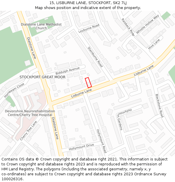 15, LISBURNE LANE, STOCKPORT, SK2 7LJ: Location map and indicative extent of plot
