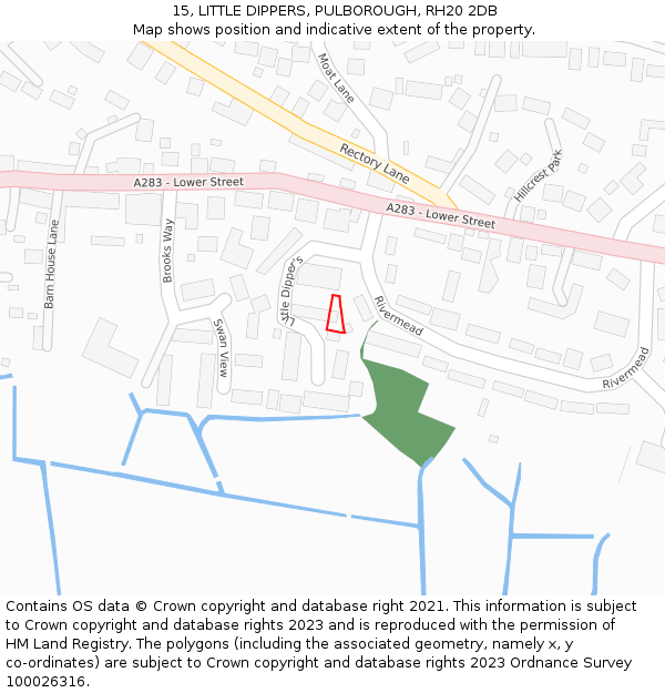 15, LITTLE DIPPERS, PULBOROUGH, RH20 2DB: Location map and indicative extent of plot