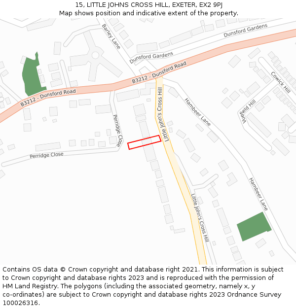 15, LITTLE JOHNS CROSS HILL, EXETER, EX2 9PJ: Location map and indicative extent of plot