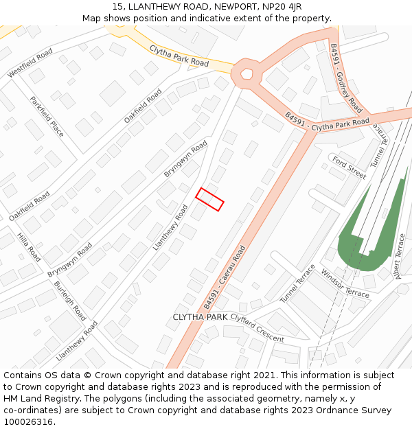 15, LLANTHEWY ROAD, NEWPORT, NP20 4JR: Location map and indicative extent of plot