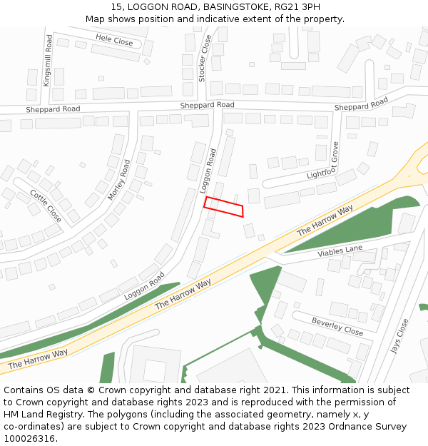 15, LOGGON ROAD, BASINGSTOKE, RG21 3PH: Location map and indicative extent of plot