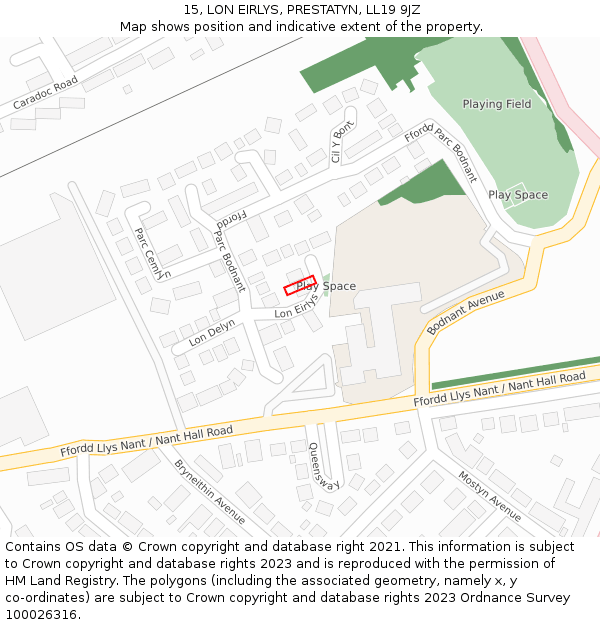 15, LON EIRLYS, PRESTATYN, LL19 9JZ: Location map and indicative extent of plot
