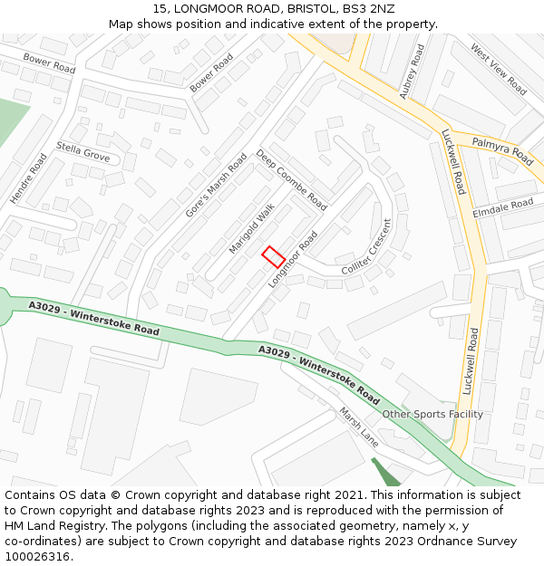 15, LONGMOOR ROAD, BRISTOL, BS3 2NZ: Location map and indicative extent of plot