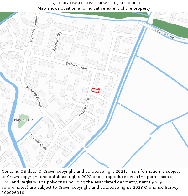 15, LONGTOWN GROVE, NEWPORT, NP10 8HD: Location map and indicative extent of plot