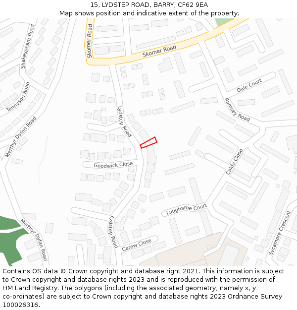 15, LYDSTEP ROAD, BARRY, CF62 9EA: Location map and indicative extent of plot