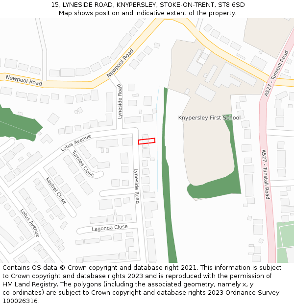 15, LYNESIDE ROAD, KNYPERSLEY, STOKE-ON-TRENT, ST8 6SD: Location map and indicative extent of plot