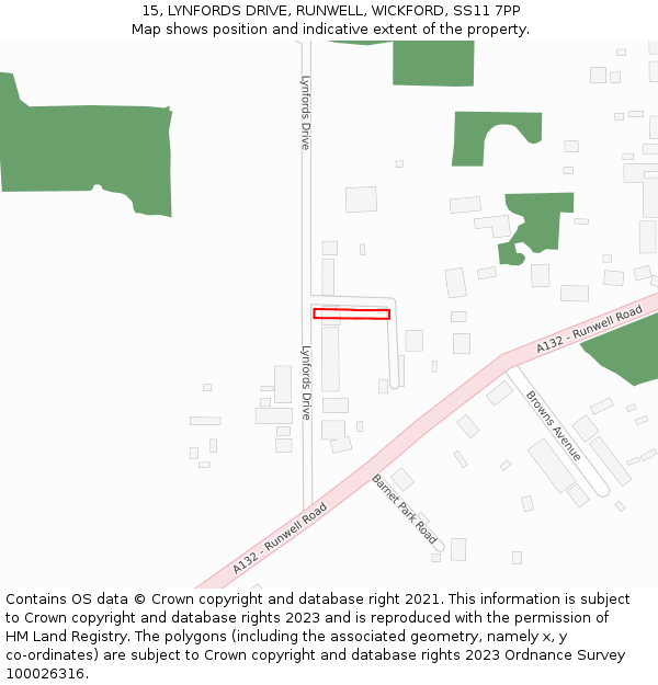 15, LYNFORDS DRIVE, RUNWELL, WICKFORD, SS11 7PP: Location map and indicative extent of plot