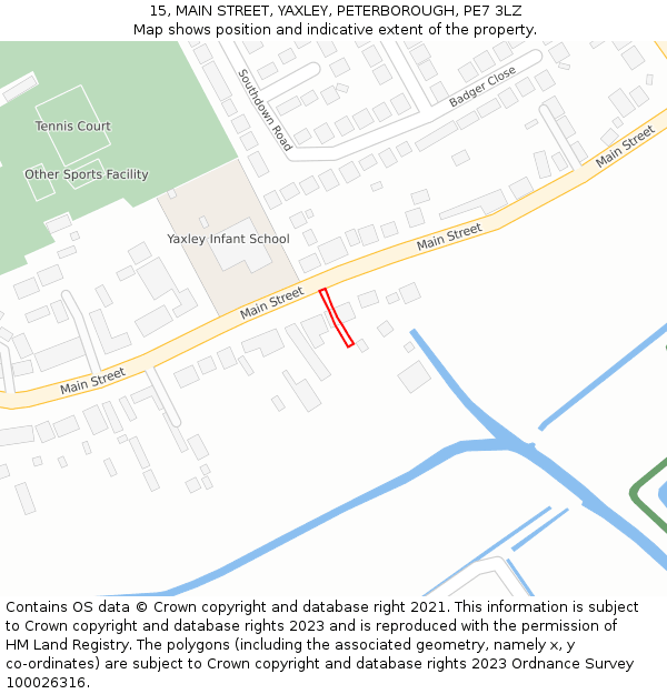 15, MAIN STREET, YAXLEY, PETERBOROUGH, PE7 3LZ: Location map and indicative extent of plot