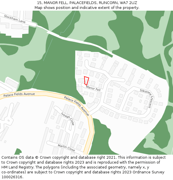 15, MANOR FELL, PALACEFIELDS, RUNCORN, WA7 2UZ: Location map and indicative extent of plot