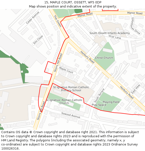 15, MAPLE COURT, OSSETT, WF5 0DP: Location map and indicative extent of plot