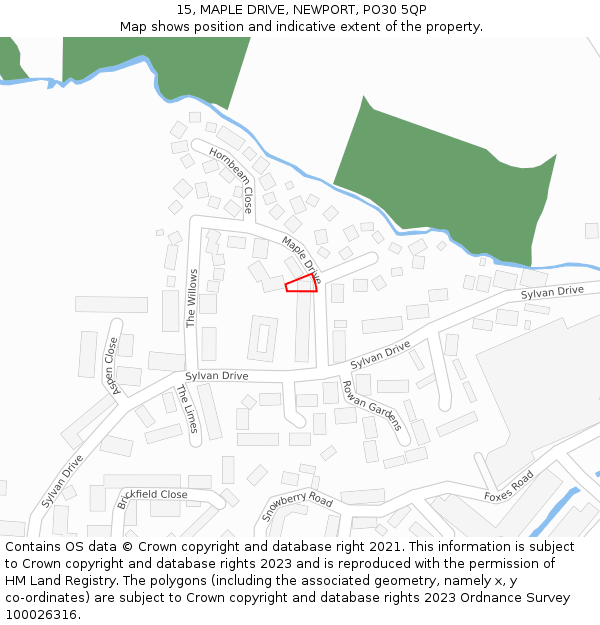 15, MAPLE DRIVE, NEWPORT, PO30 5QP: Location map and indicative extent of plot