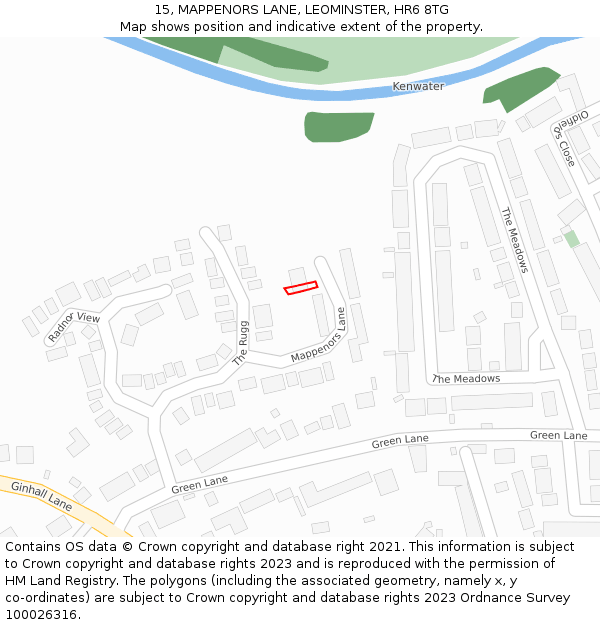 15, MAPPENORS LANE, LEOMINSTER, HR6 8TG: Location map and indicative extent of plot