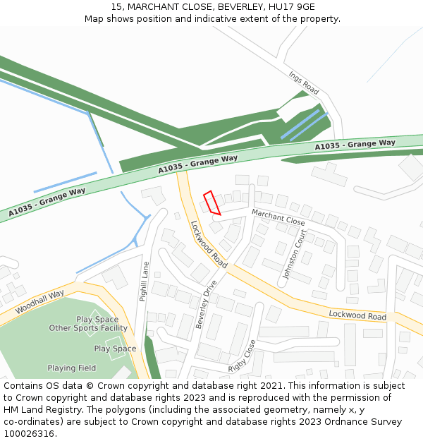 15, MARCHANT CLOSE, BEVERLEY, HU17 9GE: Location map and indicative extent of plot