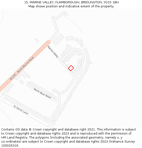 15, MARINE VALLEY, FLAMBOROUGH, BRIDLINGTON, YO15 1BH: Location map and indicative extent of plot