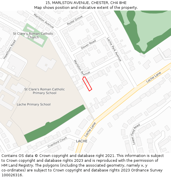 15, MARLSTON AVENUE, CHESTER, CH4 8HE: Location map and indicative extent of plot