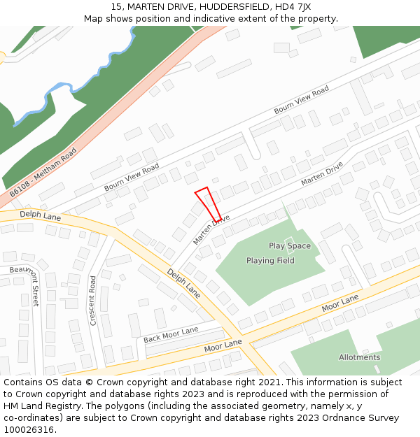 15, MARTEN DRIVE, HUDDERSFIELD, HD4 7JX: Location map and indicative extent of plot