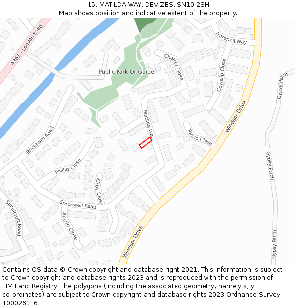 15, MATILDA WAY, DEVIZES, SN10 2SH: Location map and indicative extent of plot