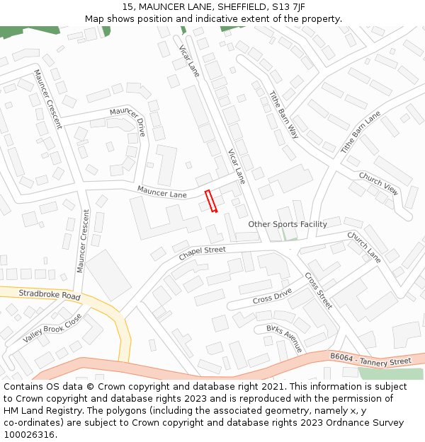 15, MAUNCER LANE, SHEFFIELD, S13 7JF: Location map and indicative extent of plot